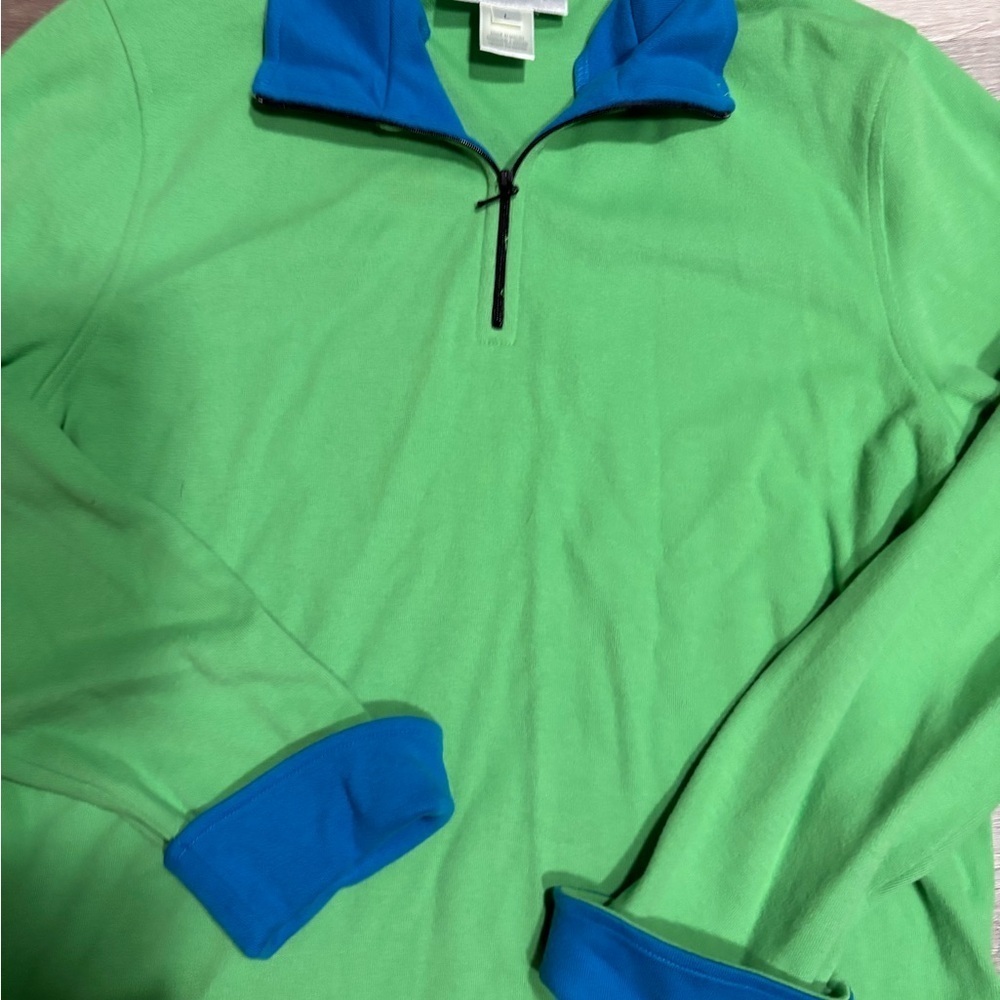 Women’s Susan Bristol Green and Blue Quarter-Zip Sweater - Picture 3 of 6